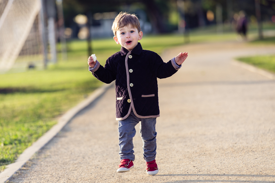 Look how happy James is when he has food in his hands!