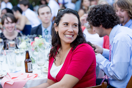 Wedding guest having a good time