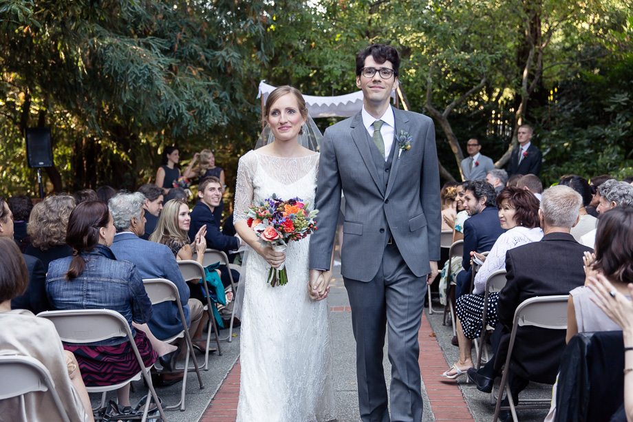 The newlywed walking down the aisle