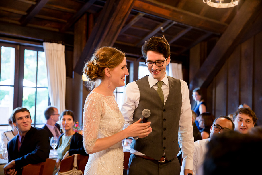 Bride and Groom giving toasts