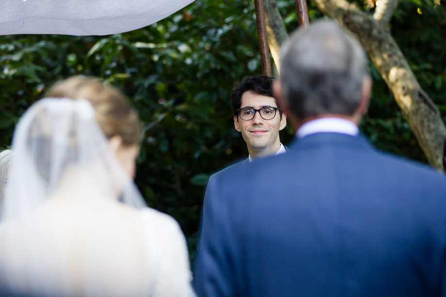 The groom cant take his eyes off the bride