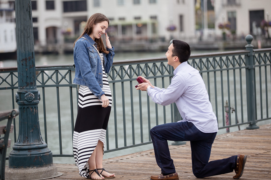 Caseys surprise proposal to Elisse at Pier 7!
