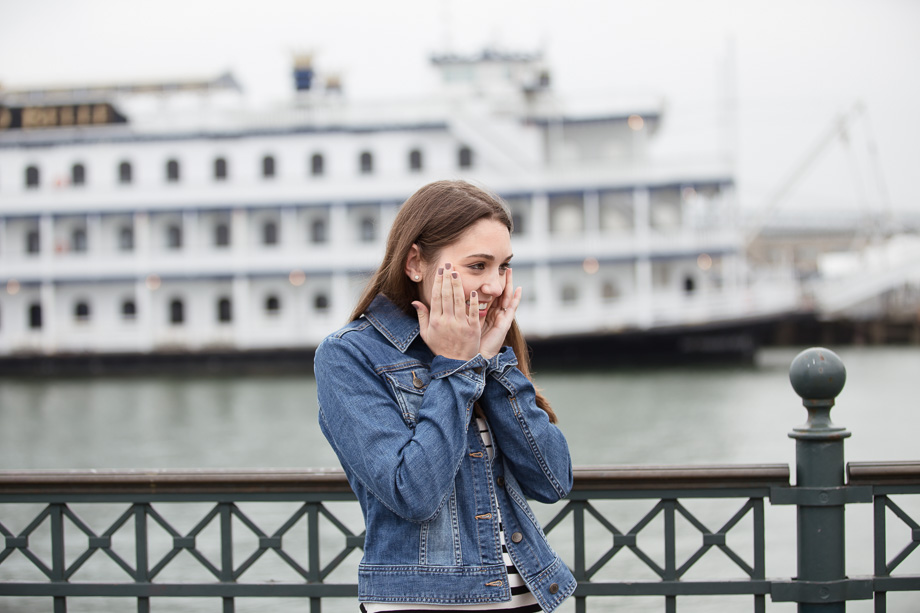 Overwhelmed with joy - Elisse said YES before visiting the ferry building on a Saturday morning