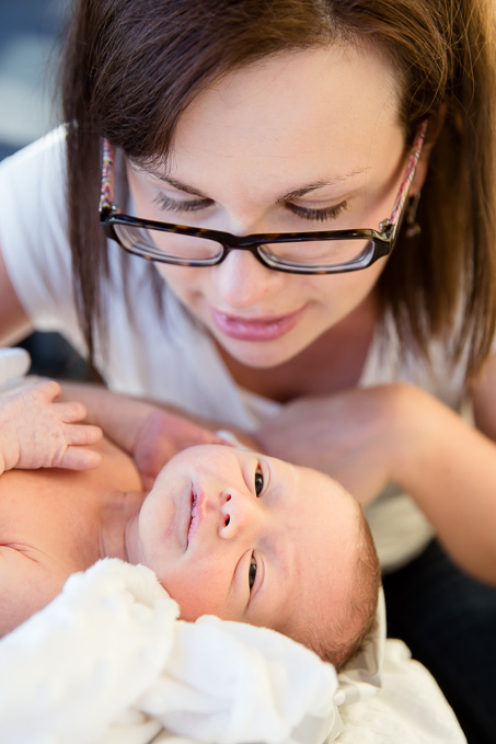 mommy looking at her infant son