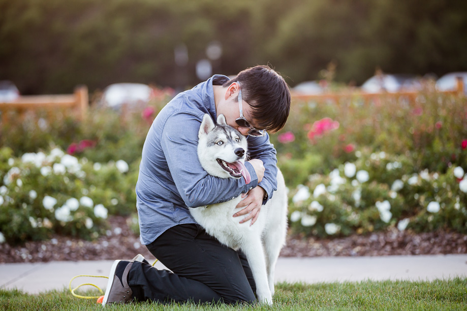 puppy love with the owner at Stanford University