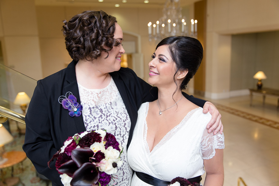 The beautiful Mrs. and Mrs. looking adoringly at each other