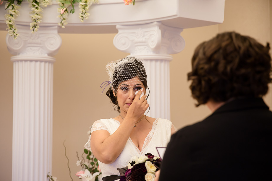 touching lesbian wedding ceremony at the Santa Clara county chapel