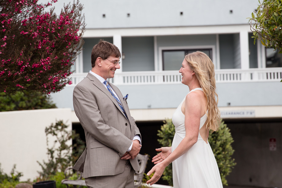 A lovely first look outside Oceano Hotel in Half Moon Bay