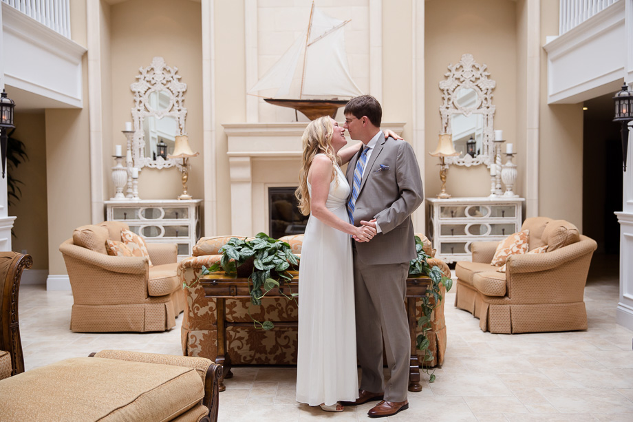 Couple portrait inside Oceano Hotel in Half Moon Bay