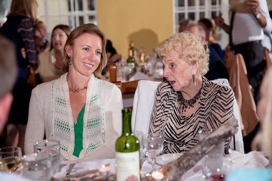 Grandma at the wedding reception at Mezzaluna restaurant