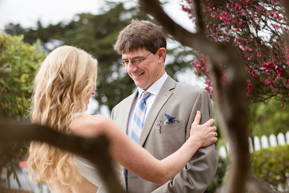 An emotional first look outside Oceano Hotel in Half Moon Bay