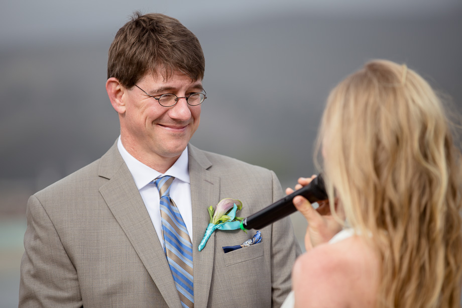 Groom was touched by brides vows on this beautiful Half Moon Bay beach at Princeton-by-the-Sea