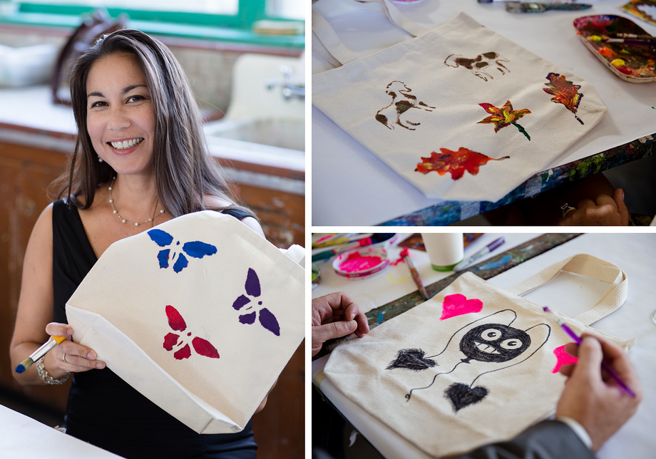 Fun and creative cocktail hour idea - DIY tote bags, your guests will rave about this