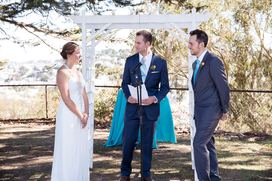 The wedding ceremony held at Randall Museum