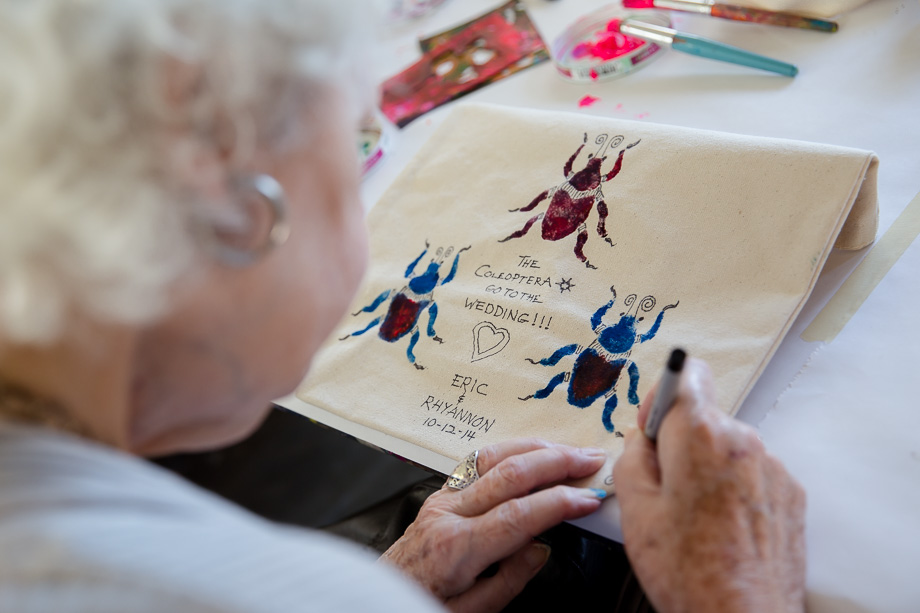 A DIY tote bag made by grandma as a priceless wedding gift