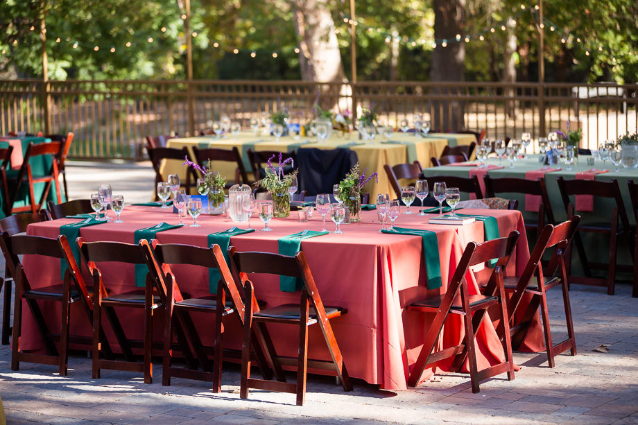 Empty reception tables at the New Alamaden Quicksilver Mining Museum