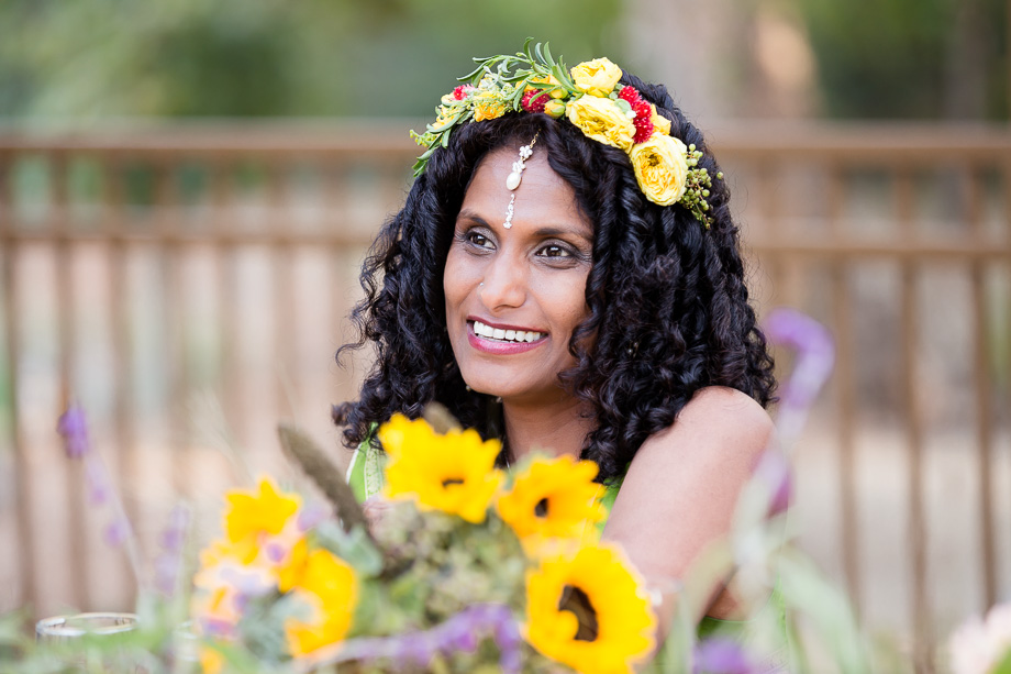 Bride listening to guest give a toast