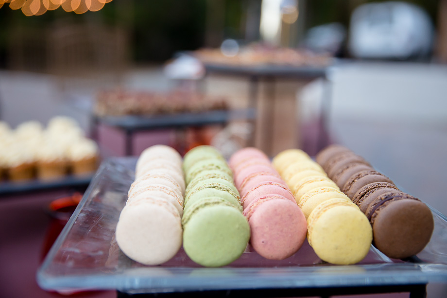 Cute colored cookies at the reception dessert table