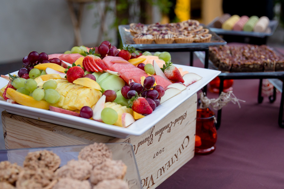 desserts and fruits at the reception, at Casa Grande