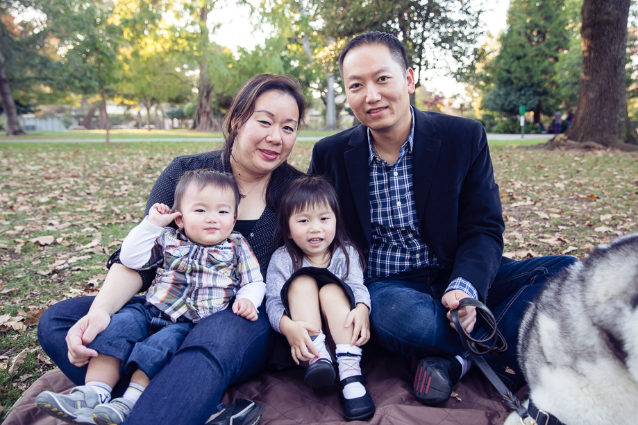 Sweet family photo in Washington Park, Burlingame