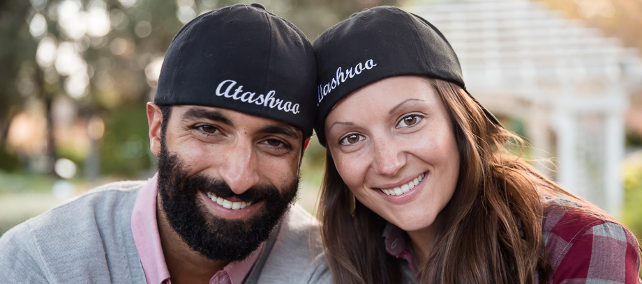 couple with matching mr/mister and mrs/missus hats