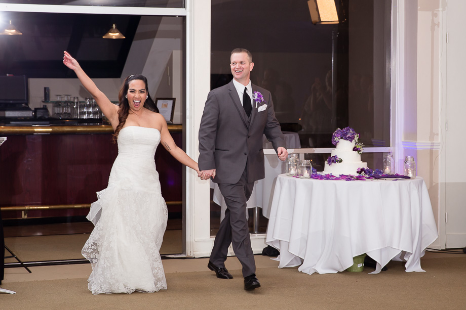 Bride and grooms grand entrance at the Boundary Oak Golf Club ball room