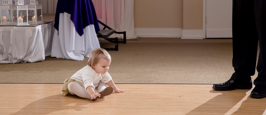 Adorable baby fell on her behind after taking a few steps