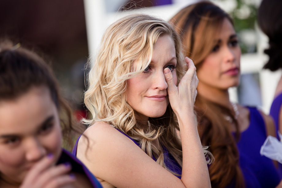 Emotional bridesmaid cried at brides entrance at the Boundary Oak Golf Club
