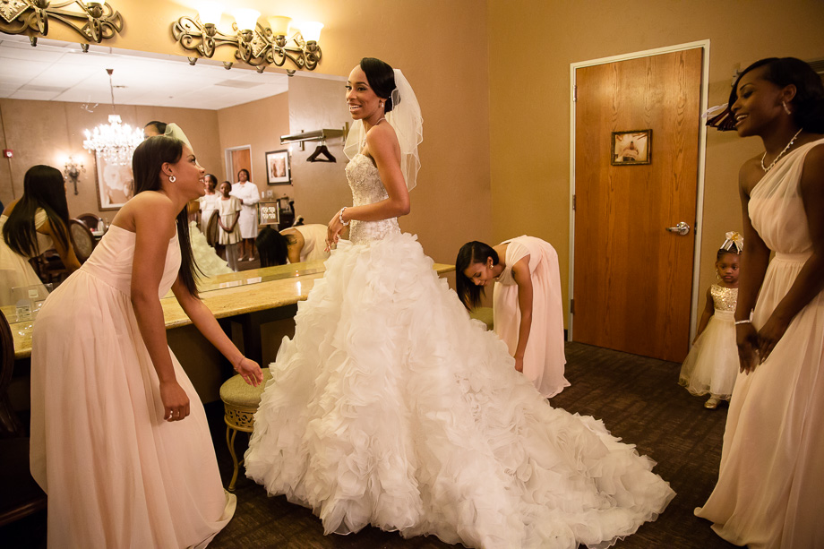 Getting ready for the wedding ceremony at the bridal room