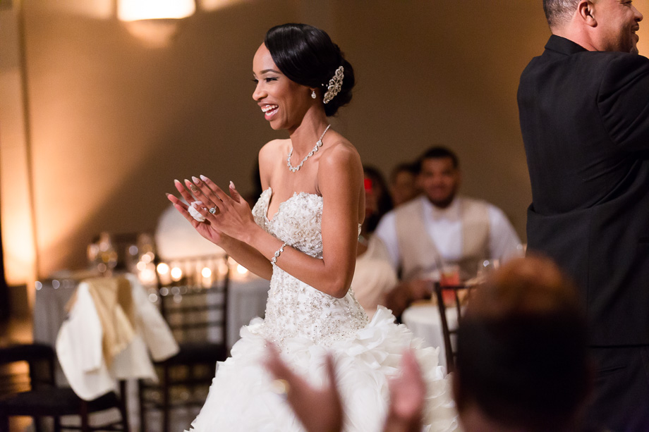 Happy bride after the father daughter dance
