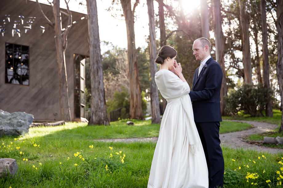 CuriOdyssey wedding - bride sees the groom for the first time on their wedding day