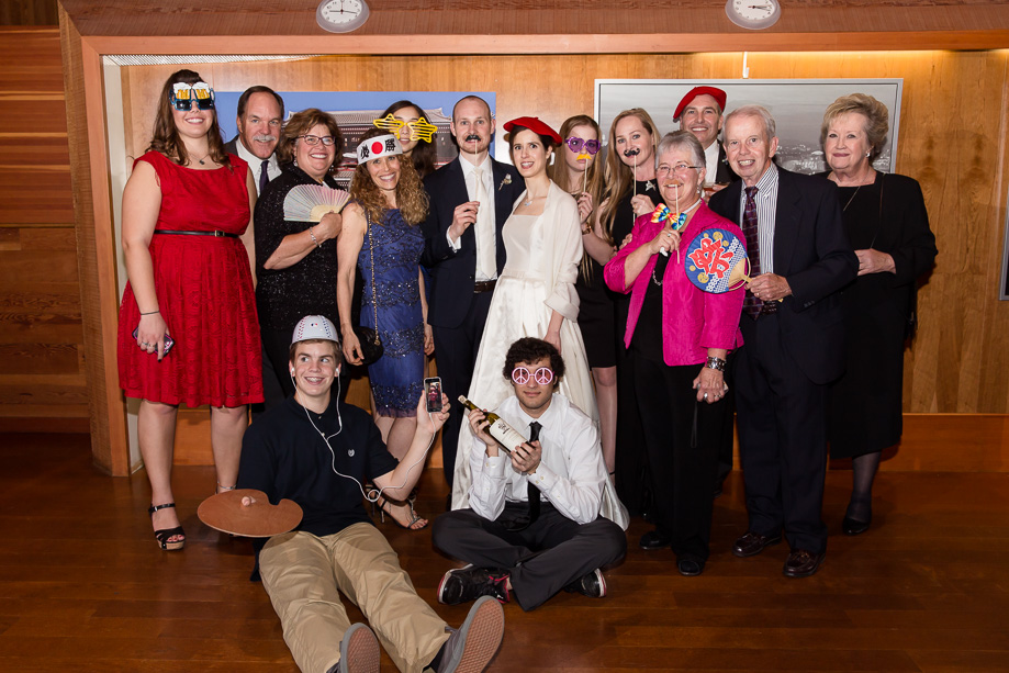 a DIY photobooth for a super fun family formal photo - real wedding at CuriOdyssey