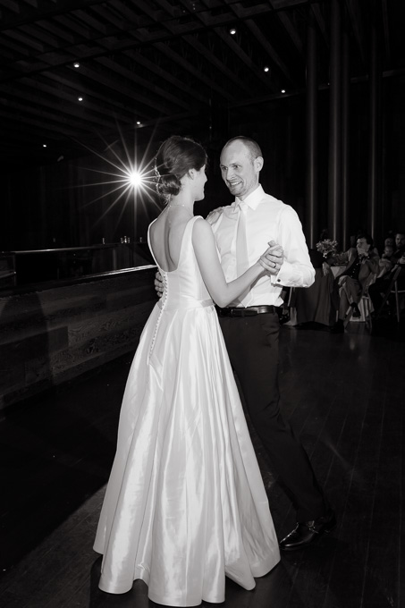 black and white first dance photo