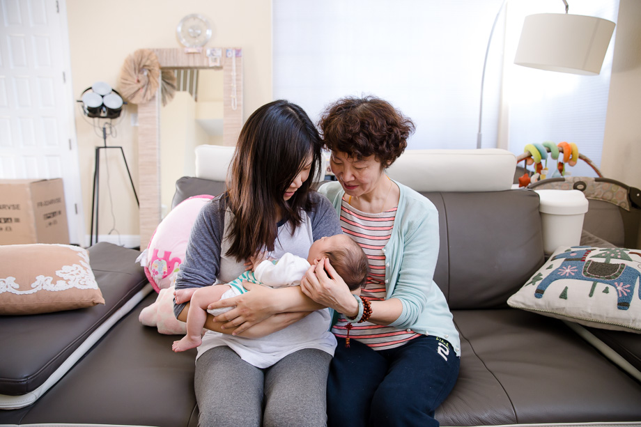 three generations - lifestyle newborn photography