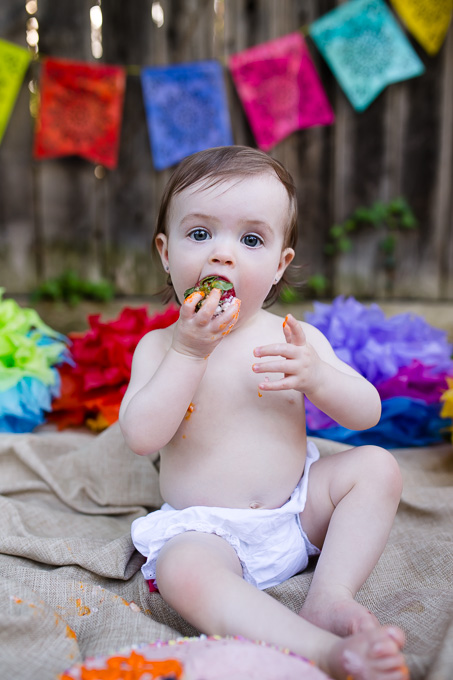 this is how a baby eats her first cake
