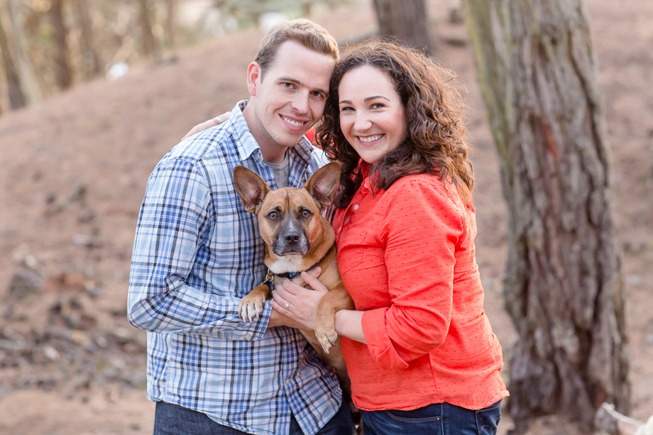 sweet family with dog at baker beach