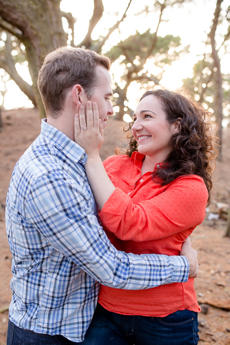 couple portrait with gorgeous backlighting at baker beach