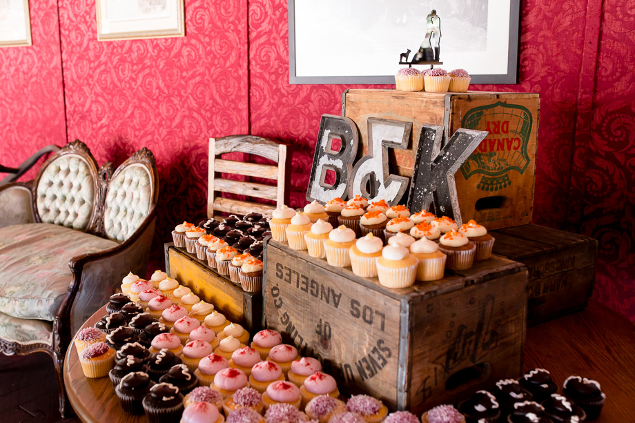 rustic cupcake table set up for a wedding at long branch