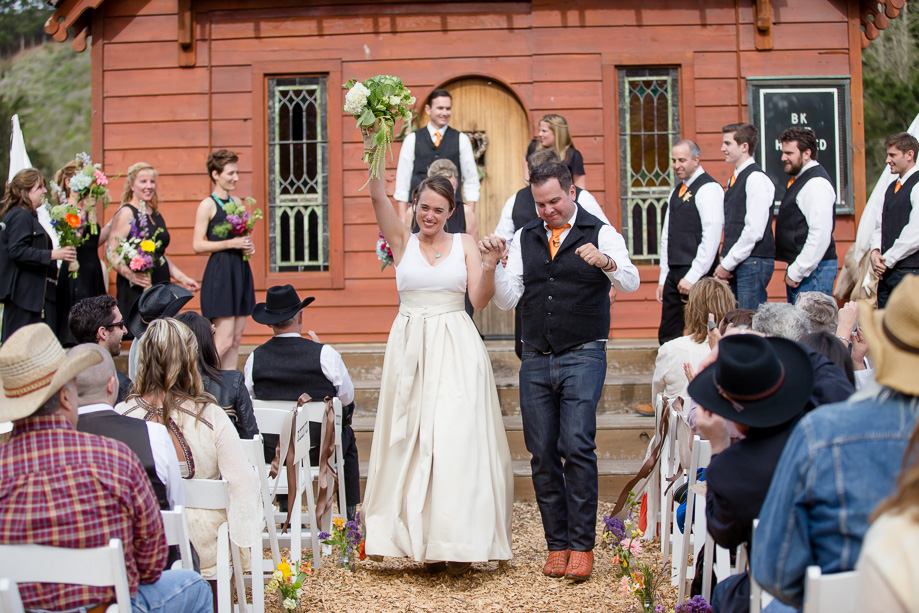 bride and groom dancing down the aisle - long branch wedding