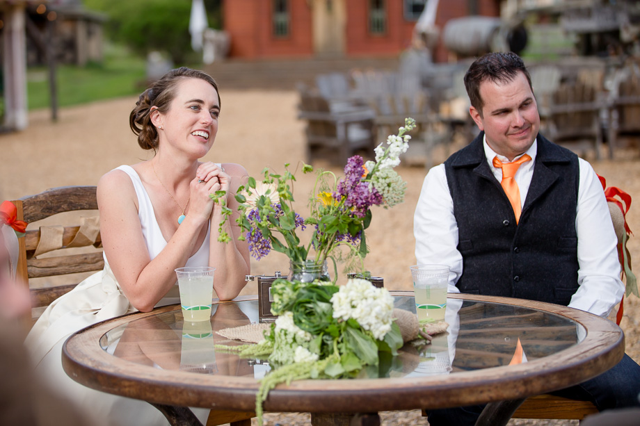 bride and groom during reception at long branch saloon and farms