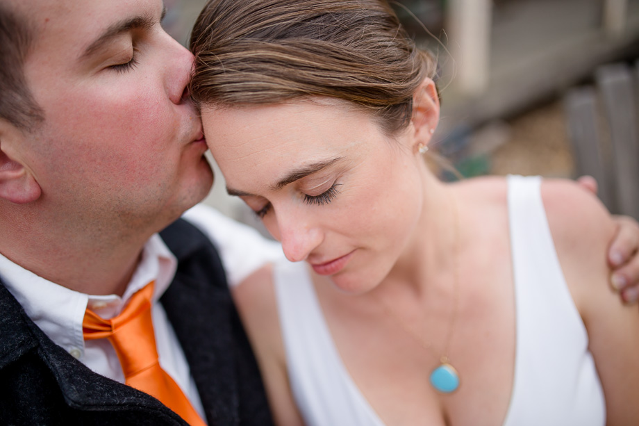 kissing on the forehead photo for bride and groom