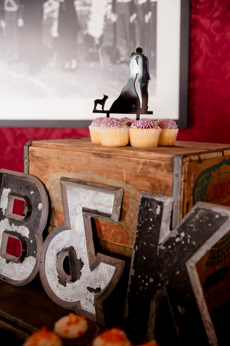 cute cake topper - bride groom and a dog