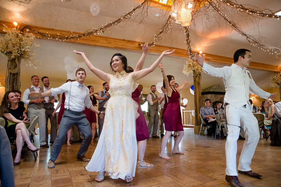 a surprise group dance by the wedding party