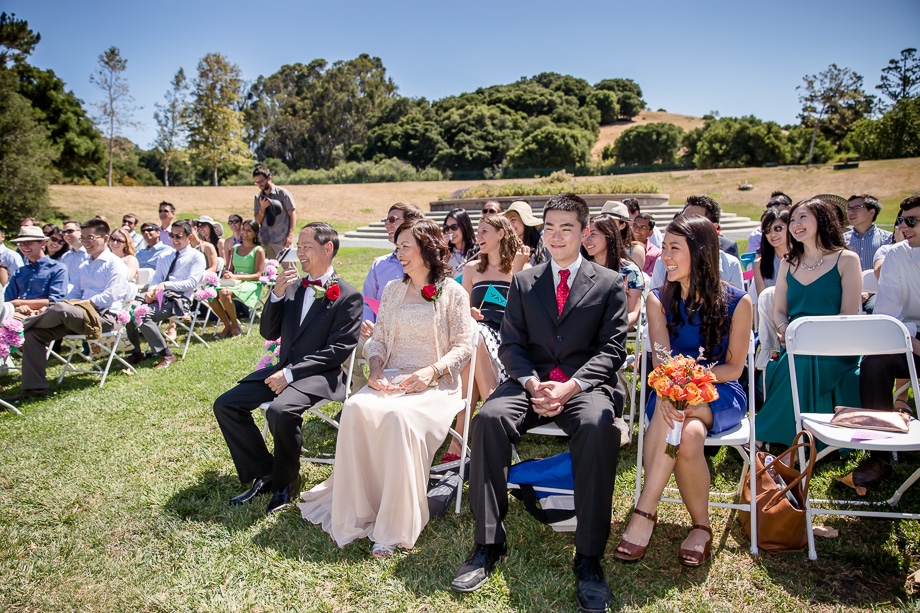 happy wedding guests