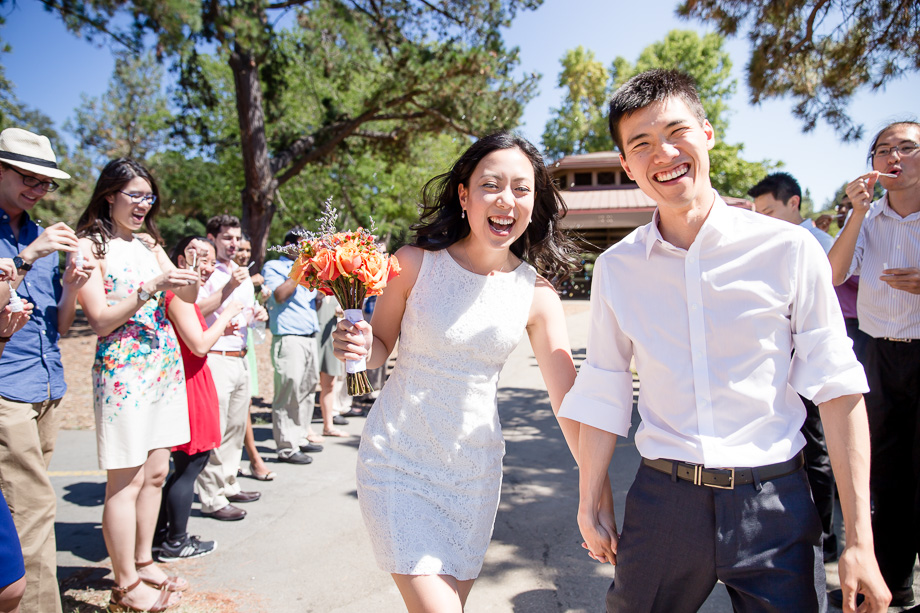 bride and grooms bubble send off at Vasona park, Los Gatos
