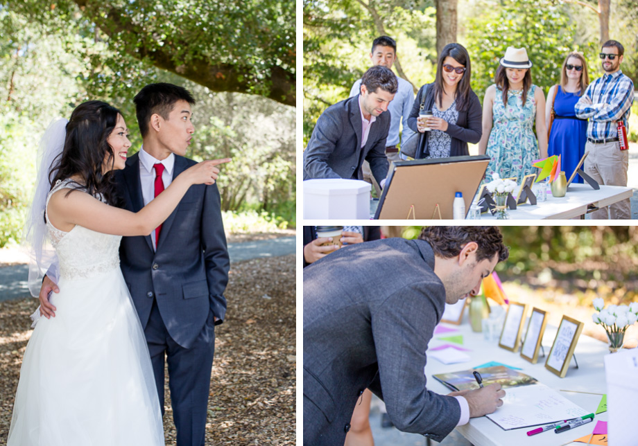 wedding guests starting to arrive at the sign in table