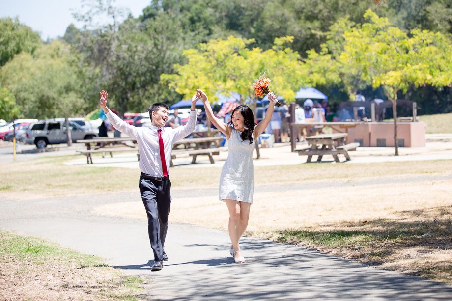 grand entrance for the bride and groom at Gateway Pavilion in Vasona Lake Park