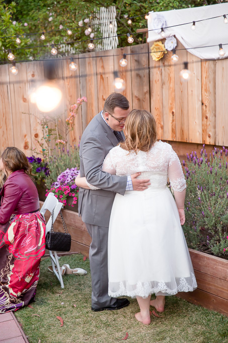 an intimate moment between the bride and groom