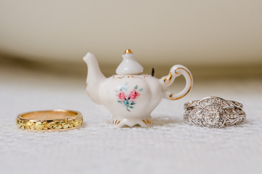 close up photo of wedding ring set crafted by grooms father