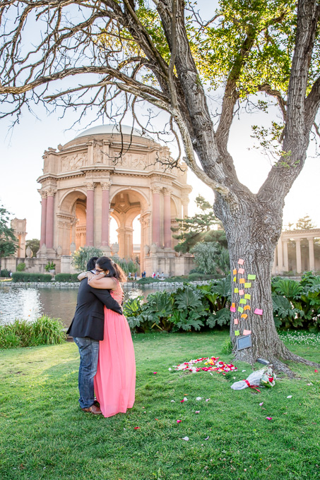 Palace of Fine Arts is one of the most popular spots for marriage proposals in San Francisco